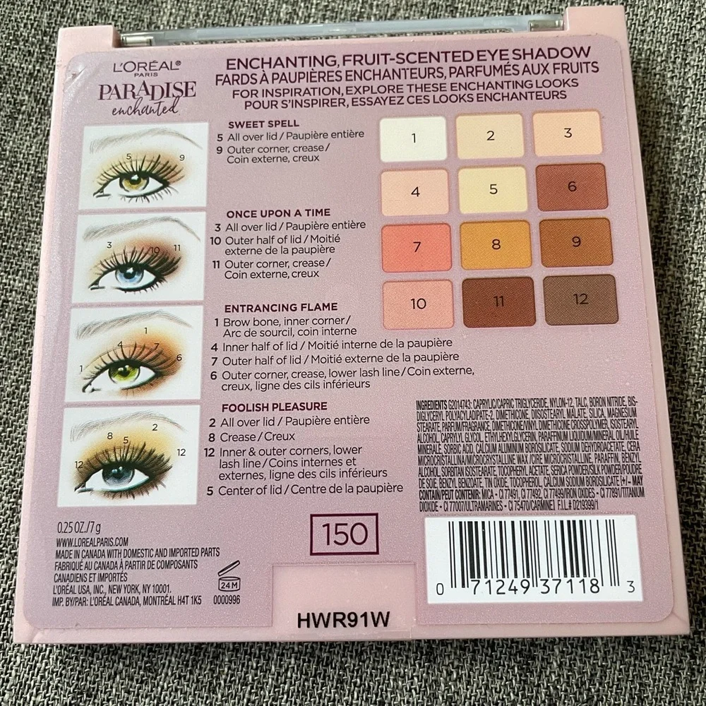 L’oreal Paradise Enchanted Fruit Scented Eyeshadow 12 Shades New Sealed